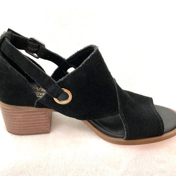 Black Koolaburra by Ugg Dressy Suede Strappy Chunky Block Heel Open Toe Sz 6 - Picture 3 of 16